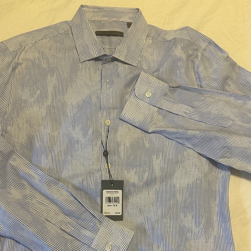 John Varvatos Classic Blue Pinstripe Dress Shirt